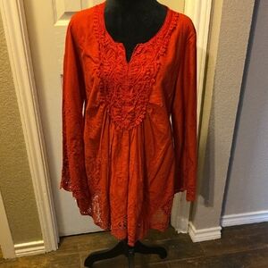 Chic Red Blouse by Xinyi Tao